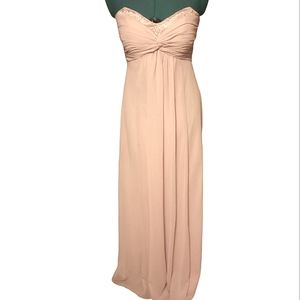 David's Bridal Size 4 Beaded Chiffon Long Gown Blush Pink #Barbiecore